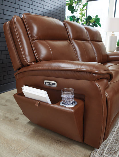 Healy Pier - Chocolate - Power Reclining Sofa / Adj Headrest