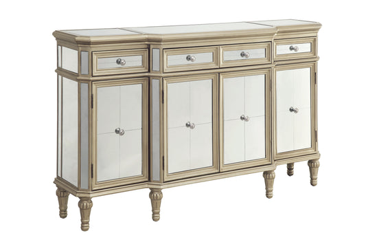 Sonia - Three Drawer Four Door Credenza - Estaline Champagne / Mirror