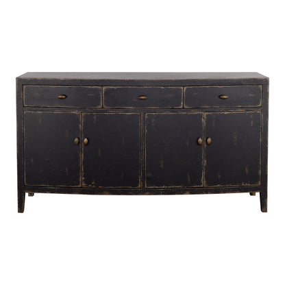 Gibson - Four Door Three Drawer Credenza - Coal / Brown