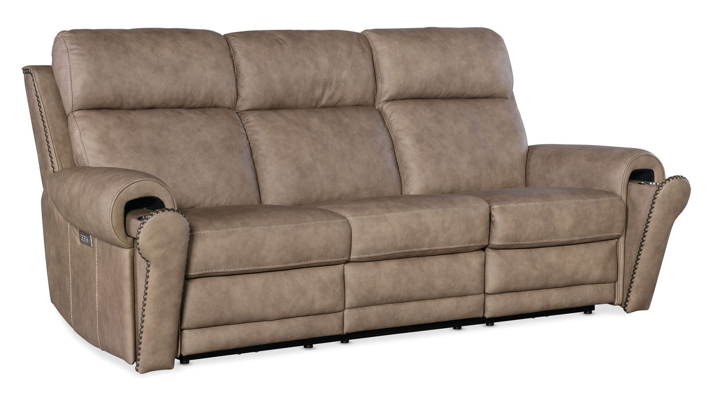 SS - Duncan Power Sofa With Power Headrest & Lumbar - Light Brown