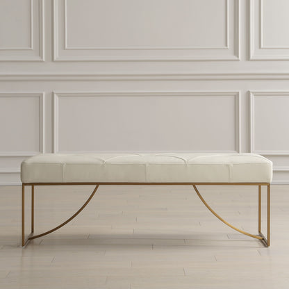 Swale - Ivory Leather Bench