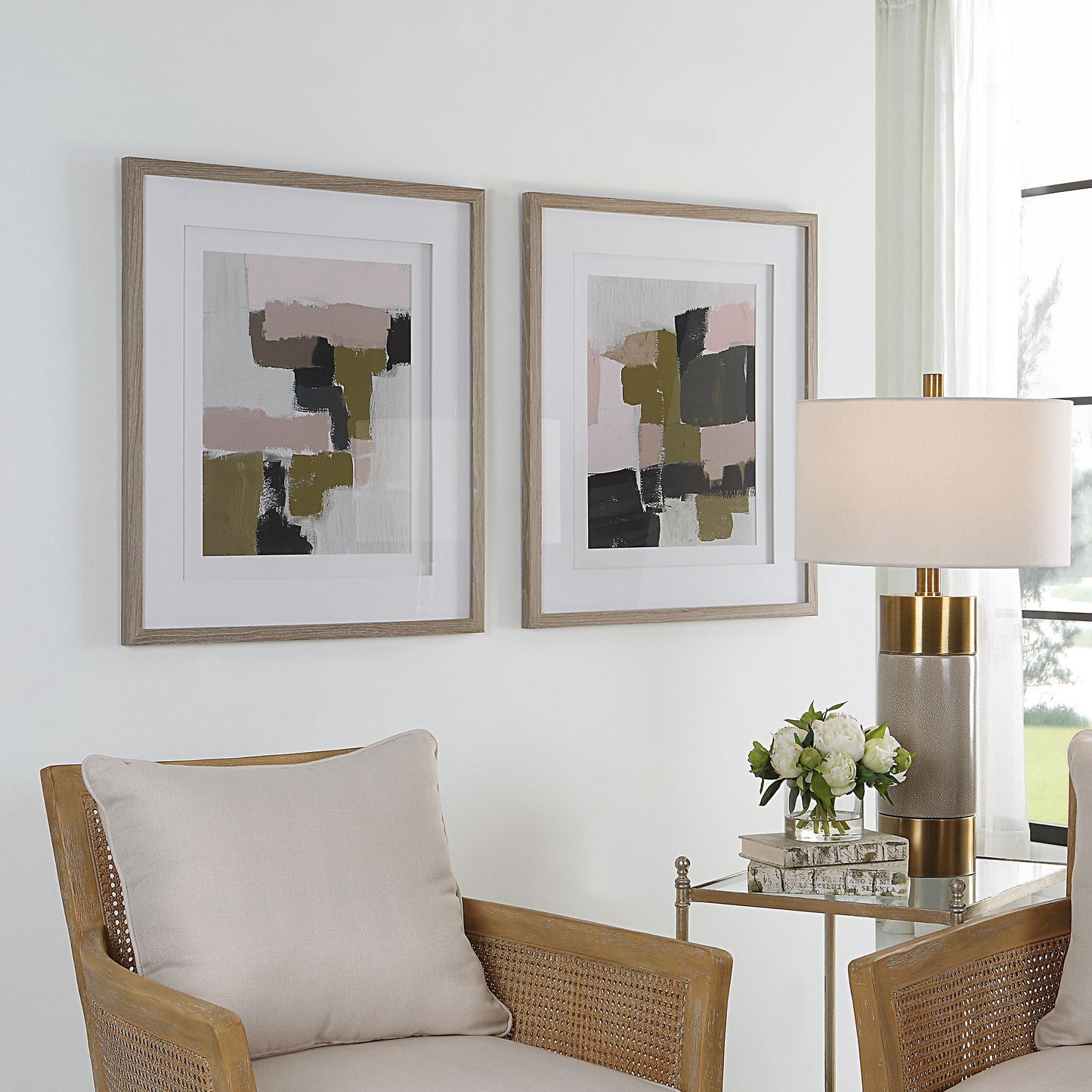 Color Block - Framed Prints (Set of 2) - Light Brown