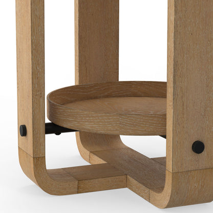 Escape - 3 Piece Occasional Table Set - Glazed Natural Oak / Black Metal Trim