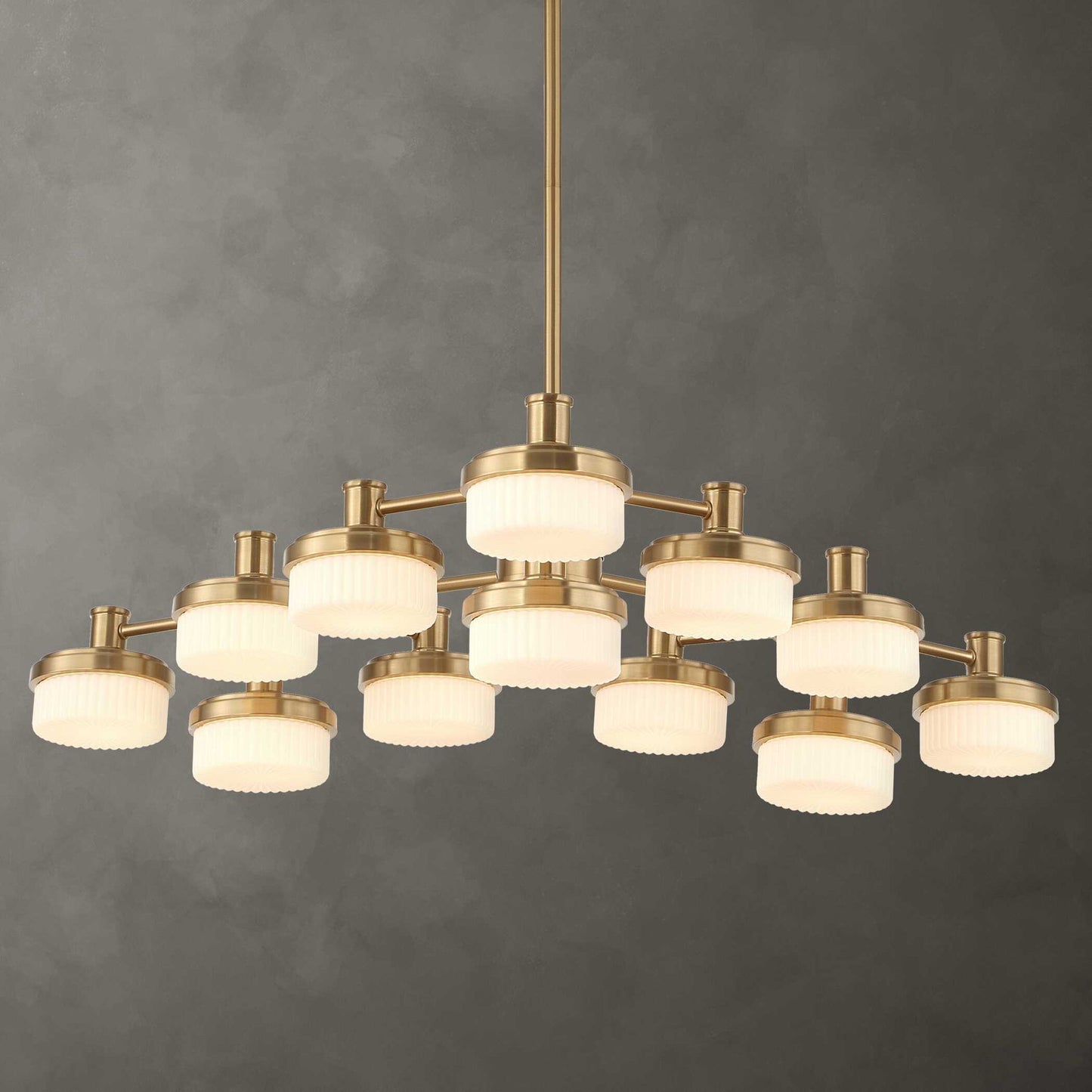 Wedge - 12 Light LED Brass Chandelier - White / Gold