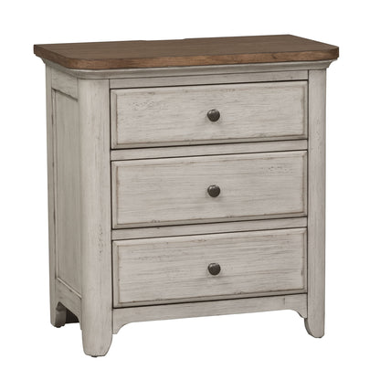 Farmhouse Reimagined - 3 Drawer Nightstand With Charging Station - White