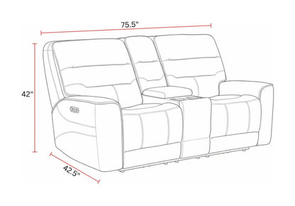 Lawson - Power Zero Gravity Tilt Console Loveseat P2 - Sydney Brunette