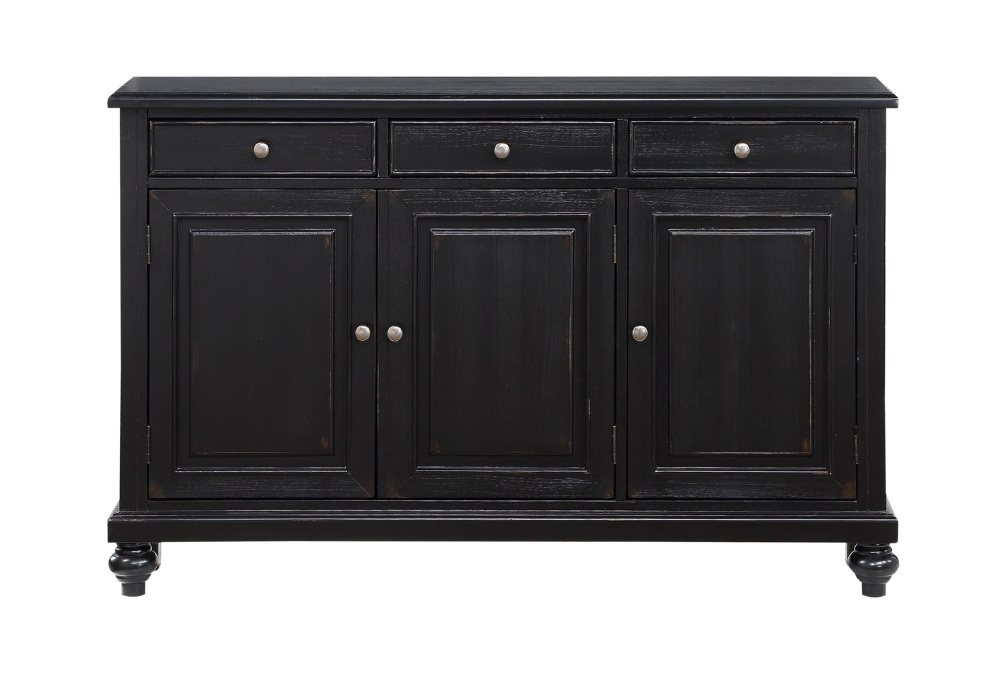 Vincent - Three Door Three Drawer Credenza - Raven Black Rub