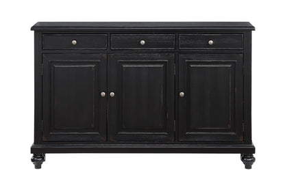 Vincent - Three Door Three Drawer Credenza - Raven Black Rub