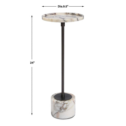 Brunson - White Marble Drink Table - Bronze / White