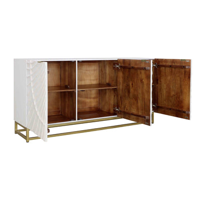 Fallow - Three Door Credenza - White / Gold