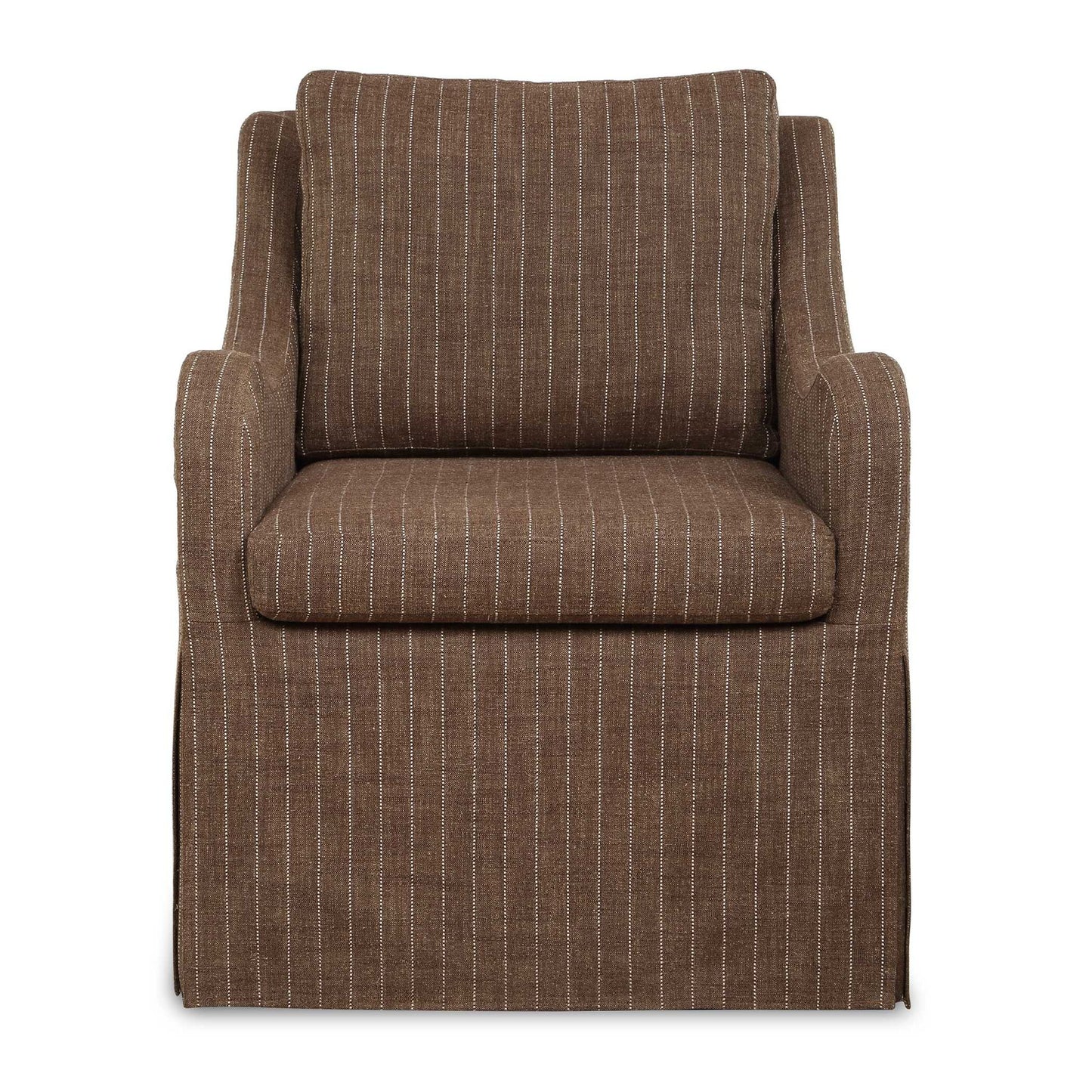 Luisa - Pinstripe Swivel Chair - Brown