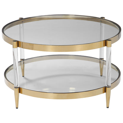 Kellen - Glass Coffee Table - Gold