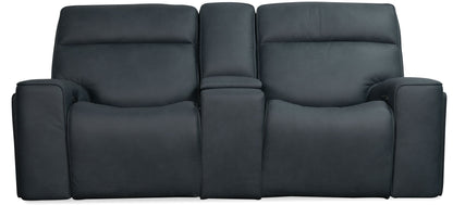 Riverton - Power Gliding Console Loveseat With Power Headrest And Lumbar - Black