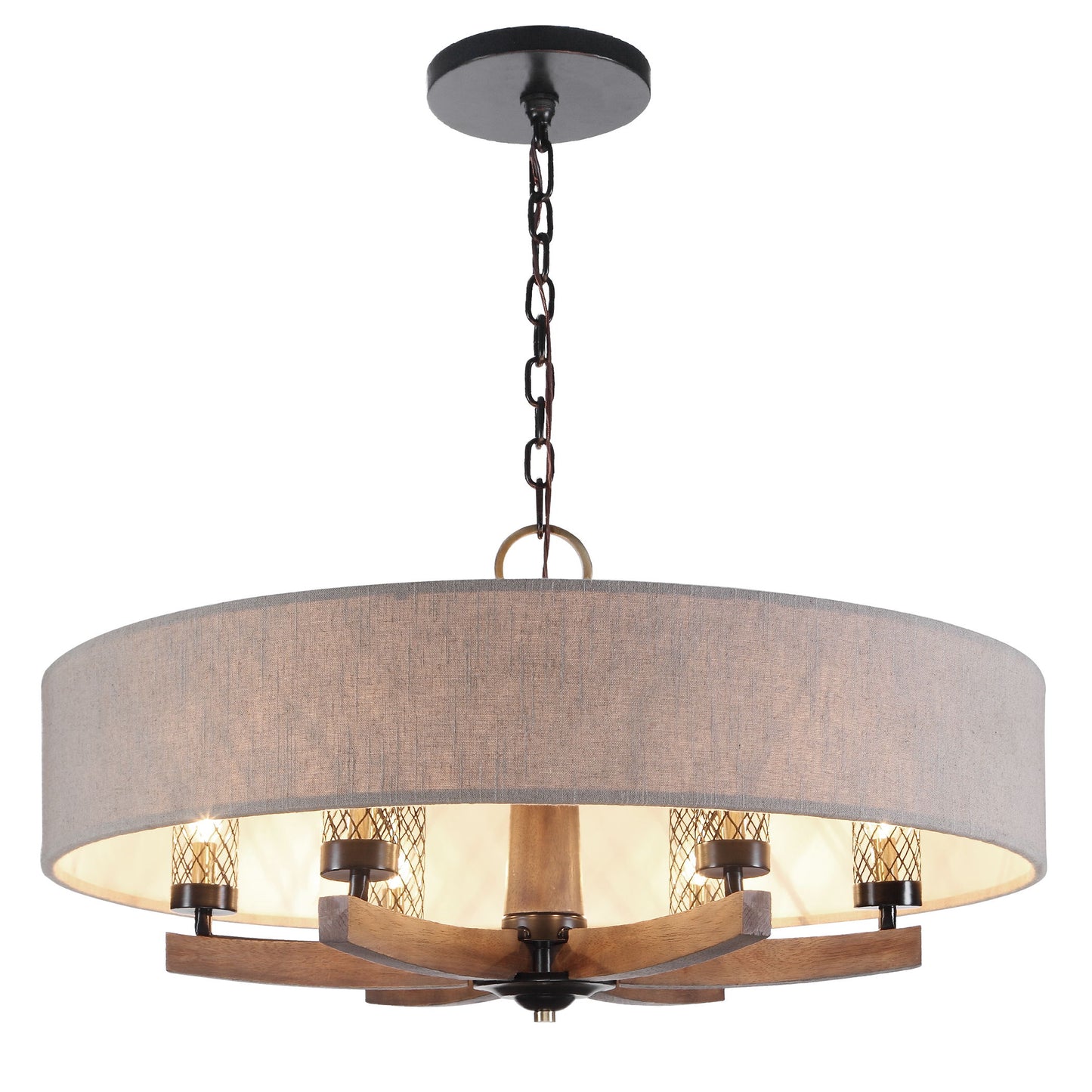 Woodall - 6 Light Drum Chandelier - Light Brown