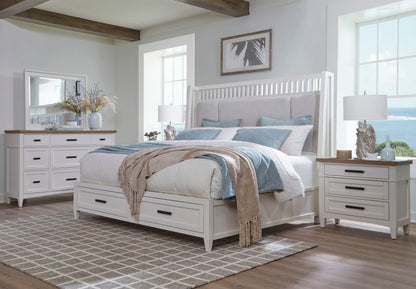 Americana Modern Bedroom - 7 Drawer Door Chest With Workstation - Cotton