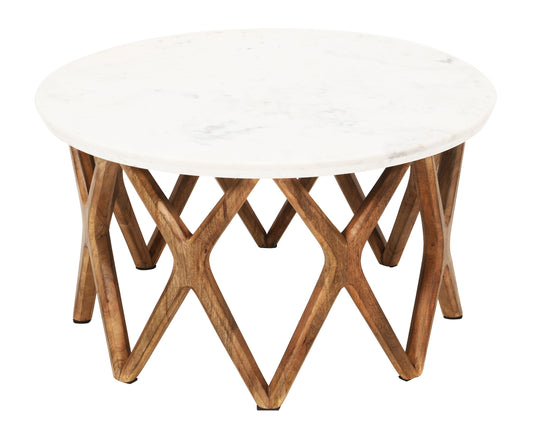 Axis - Barrett's Creek Cocktail Table - Natural / White Marble