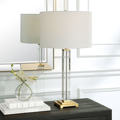 Crystal Column - Table Lamp - Pearl Silver