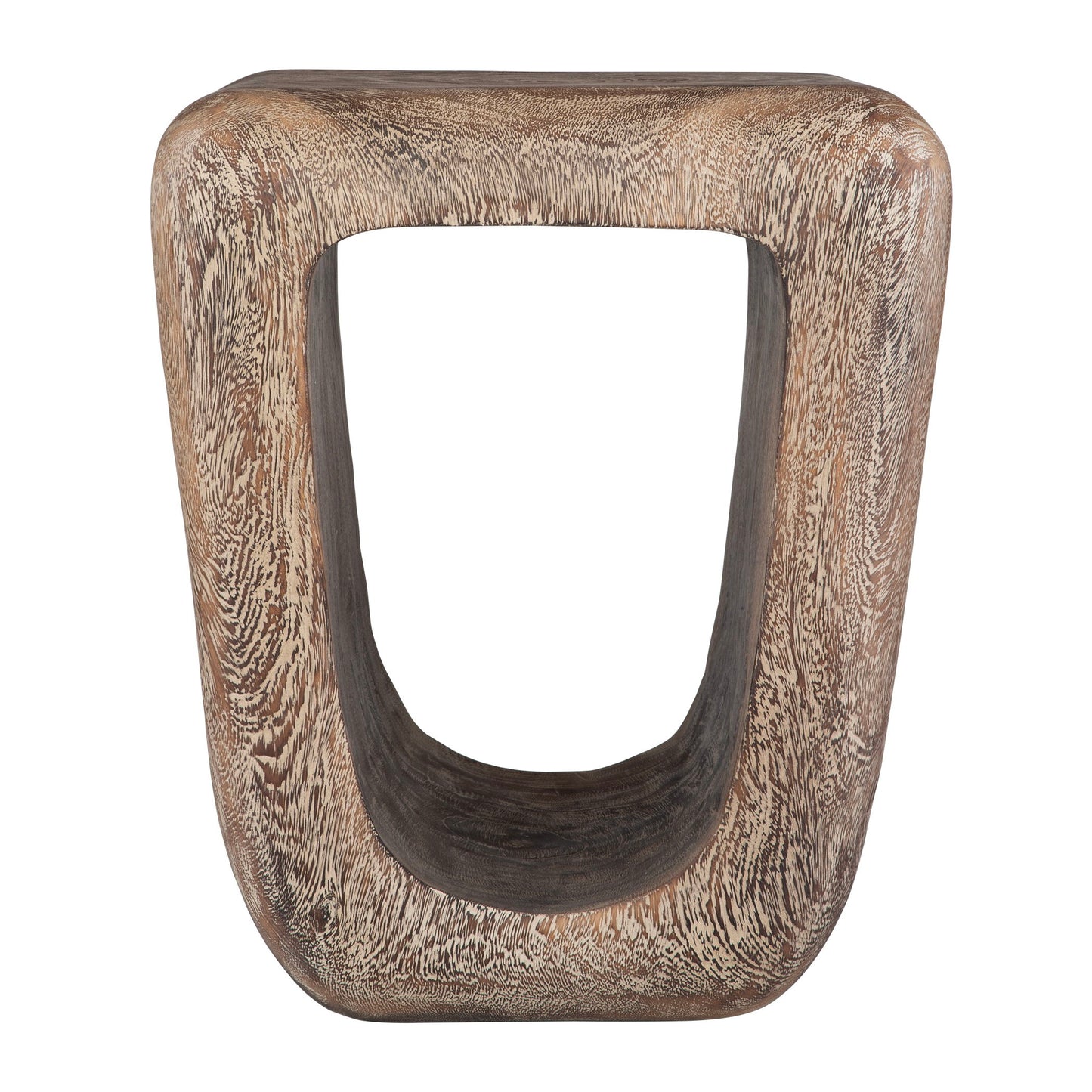 Loophole - Bleached Wash Accent Stool - Dark Brown