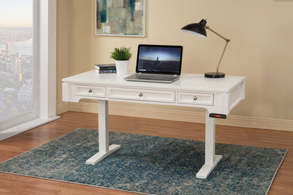Boca - Power Lift L Desk With Hutch File And Bookcase - Cottage White