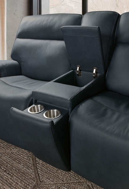Riverton - Power Gliding Console Loveseat With Power Headrest And Lumbar - Black