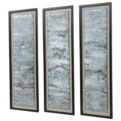 Ocean Swell - Painted Metal Art (Set of 3) - Blue