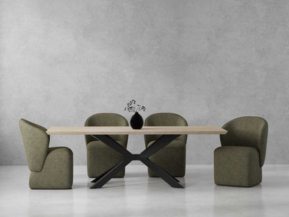 Crossings - Monaco Rectangular Dining Table With 4 Upholstered Chairs - Solid Mango / Green