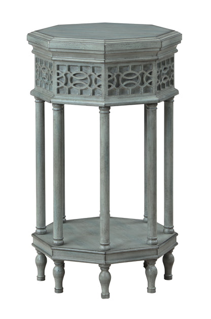 Idalia - Octagonal Accent Table - Blue / Gray