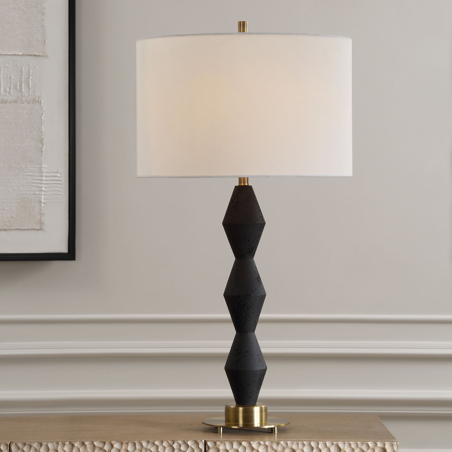 Threefold - Black Stone Table Lamp