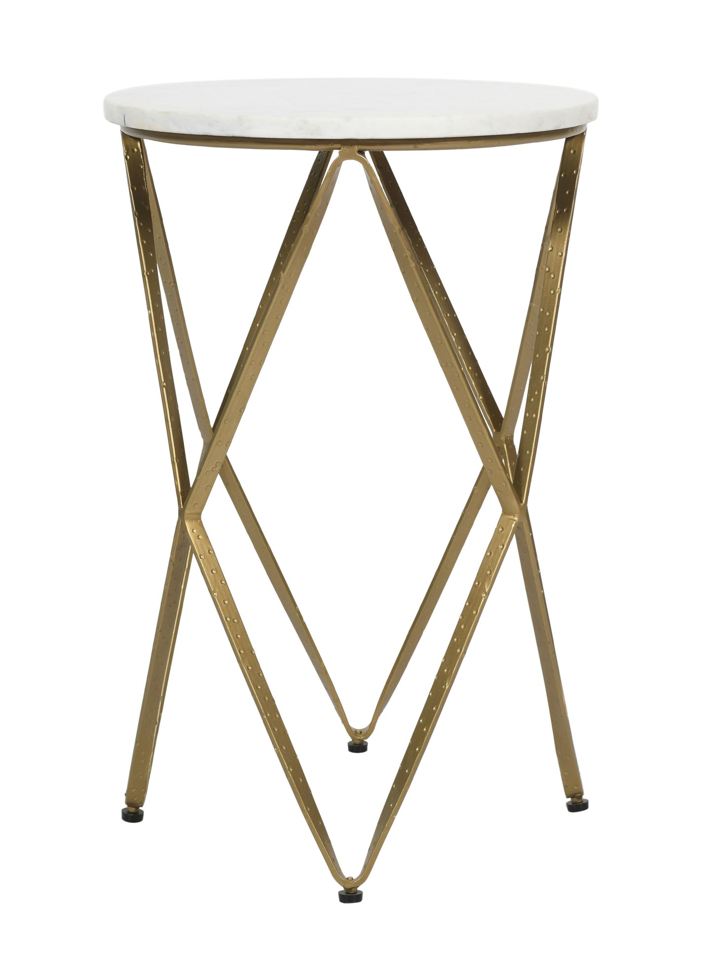 Audrey - Accent Table - Tulle White / Brassy