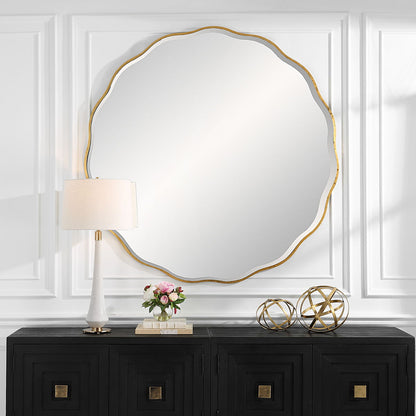 Aneta - Large Round Mirror - Gold