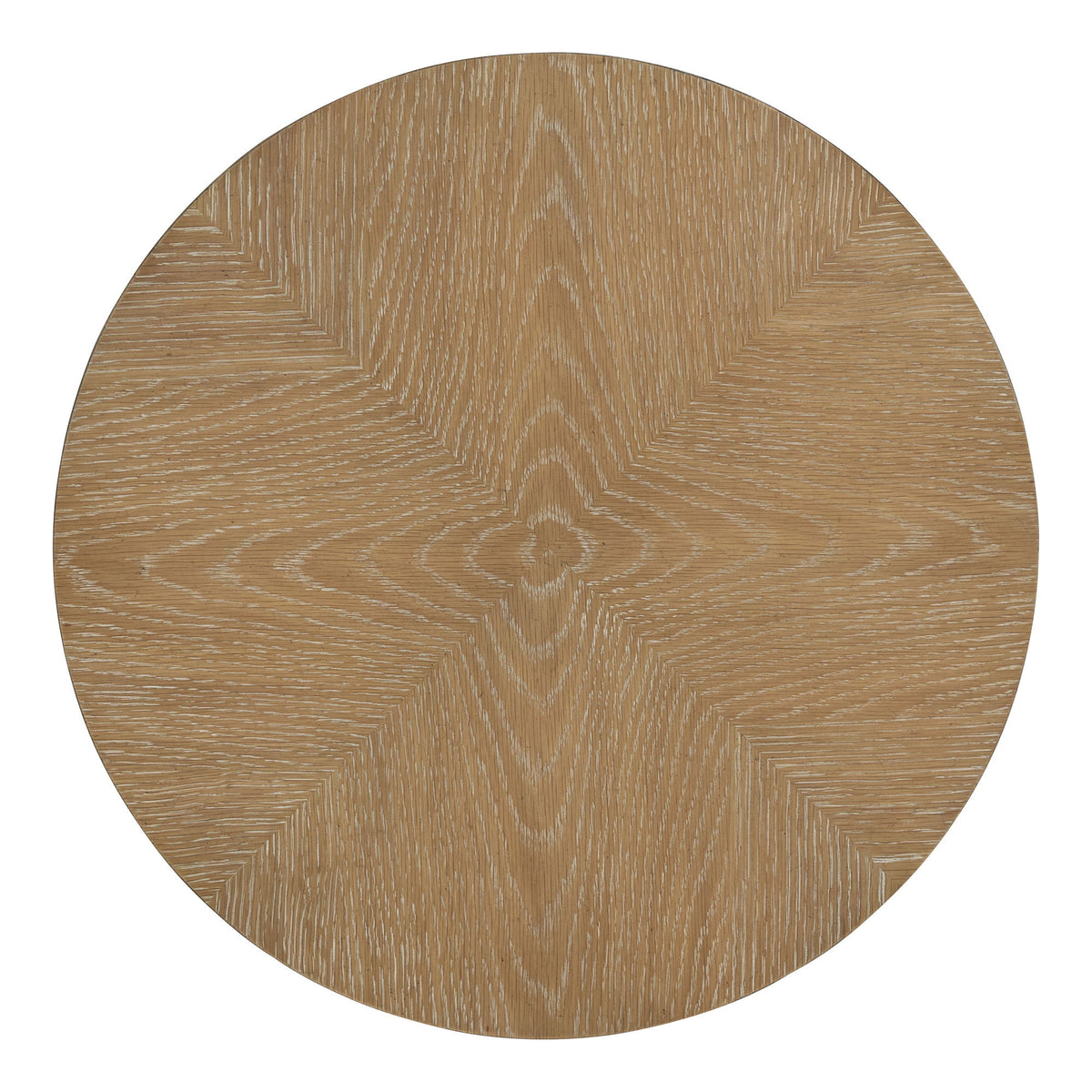 Escape - Round End Table With Shelf - Glazed Natural Oak / Black Metal Trim