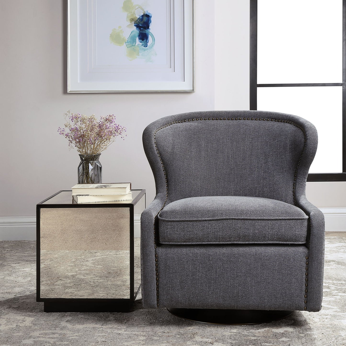 Biscay - Swivel Chair - Dark Gray