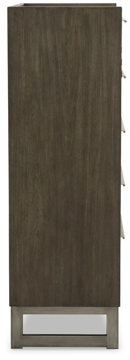 Arkenton - Grayish Brown / White - Five Drawer Chest