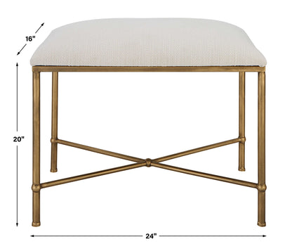Avenham - Small Framed Bench - Gold & White
