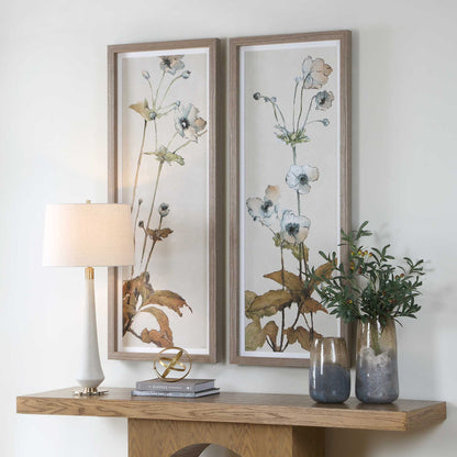 Garden - Study Framed Floral Prints (Set of 2) - Blue / Brown / Green / White