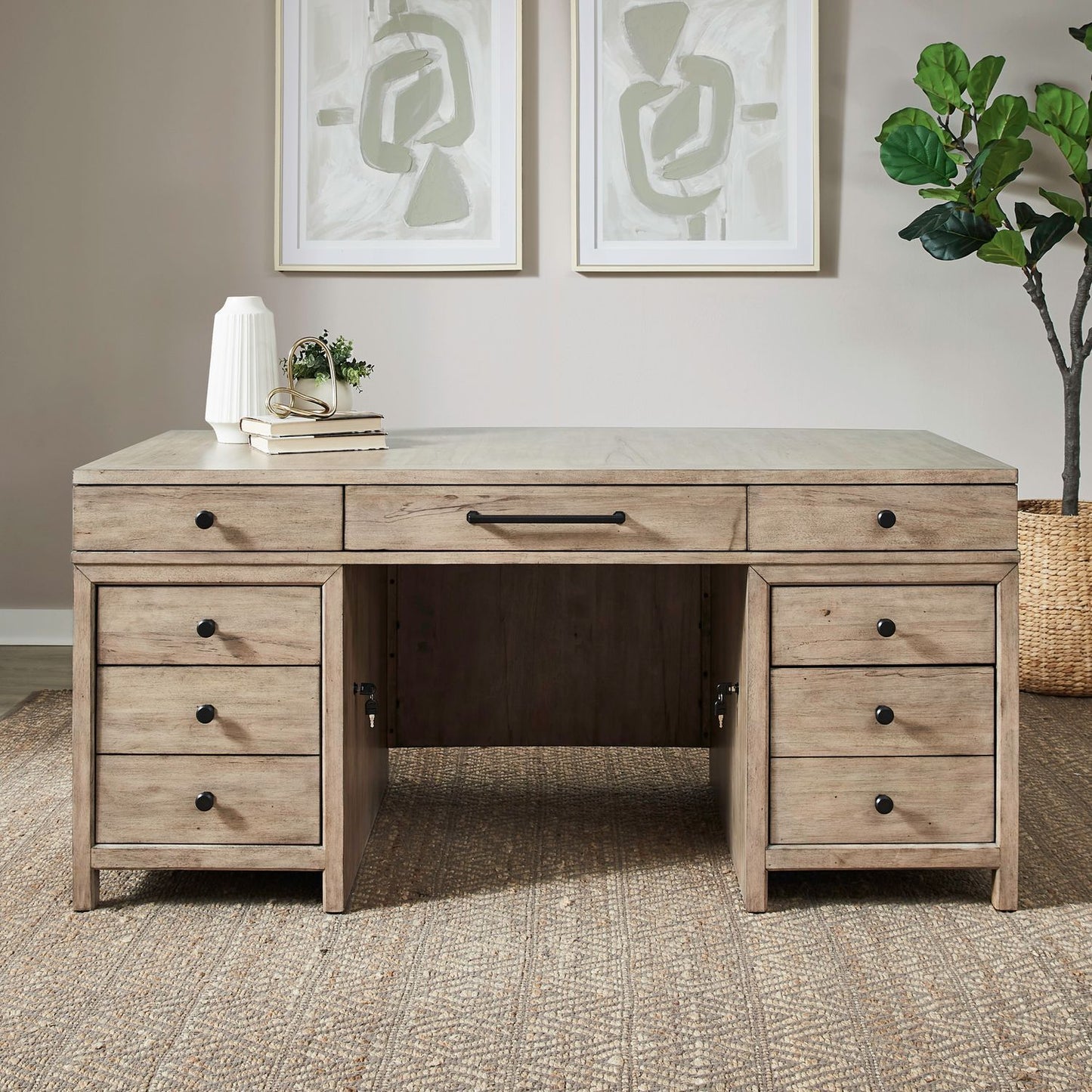 Proximity Place - 5 Piece Jr Executive Set - Light Brown