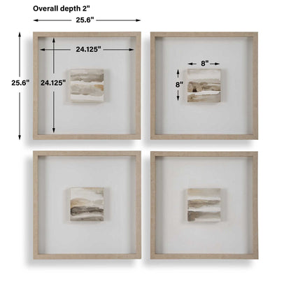 Studying Sepia - Hand Painted Canvases (Set of 4) - Light Brown