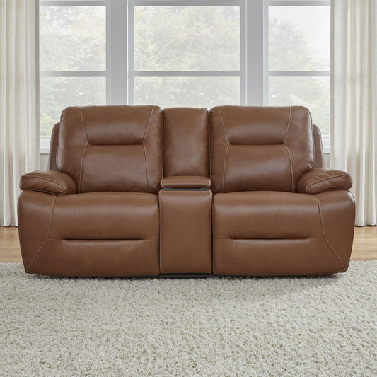 Cameron - Loveseat With Console P3 & ZG - Saddle - Dakota Saddle Leather