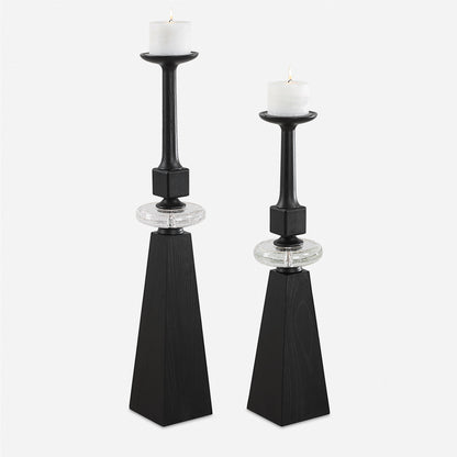 Ebon Glow - Floor Candleholders (Set of 2) - Black